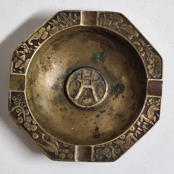 [BUNJANG] Manchukuo National Railway Brass Ashtray - Japanese Colonial Era Collectible / 근대사 수집 자료 옛날 놋쇠 만주 철도 기념 재떨이