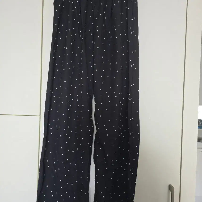 [BUNJANG] Black Polka Dot Wide Pants / 블랙 도트 와이드 팬츠