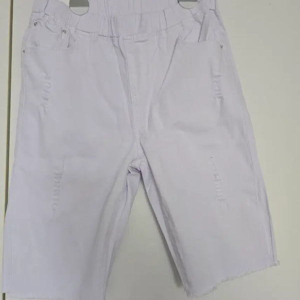 [BUNJANG] White Ripped Denim Shorts / 화이트 찢청 반바지