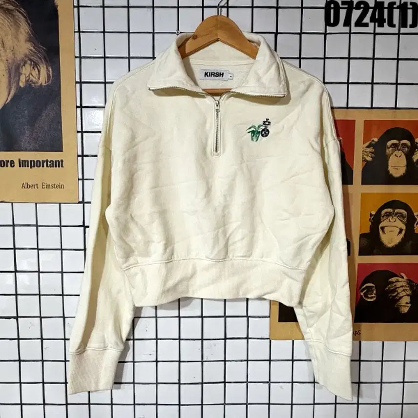 [BUNJANG] Kirsh Crop Half Zip Sweatshirt Ivory / 키르시 맨투맨 크롭 반집업 아이보리 1