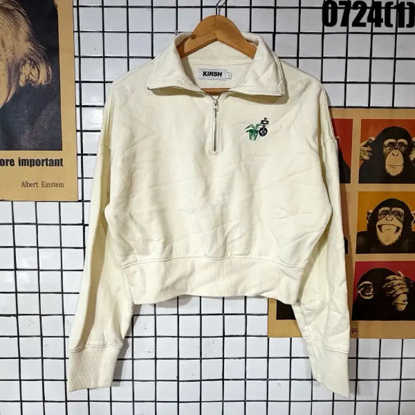 [BUNJANG] Kirsh Crop Half Zip Sweatshirt Ivory / 키르시 맨투맨 크롭 반집업 아이보리 1