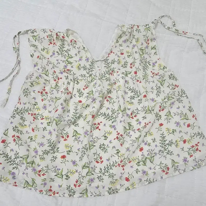 [BUNJANG] Japanese Vintage Mori Girl Floral Sleeveless Blouse / 무료배송) 일본 빈티지 모리걸 잔꽃 플로럴 블라우스 나시