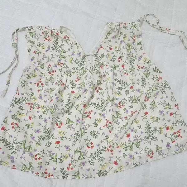 [BUNJANG] Japanese Vintage Mori Girl Floral Sleeveless Blouse / 무료배송) 일본 빈티지 모리걸 잔꽃 플로럴 블라우스 나시