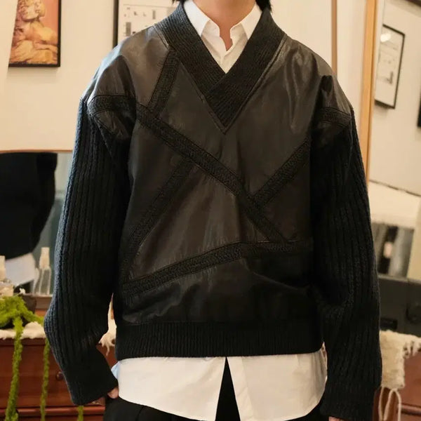 [BUNJANG] TORRAS Leather Docking Knit / 토라스 레더 도킹 니트  TORRAS