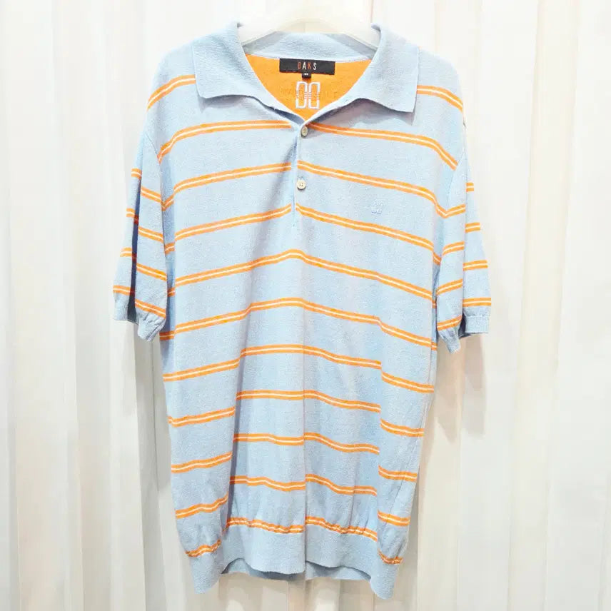[BUNJANG] Daks Golf Men's Striped Cotton-Blend Half-Sleeve Knit Shirt / 95 닥스 골프 스트라이프 마 혼방 카라 반팔 니트 셔츠 C609