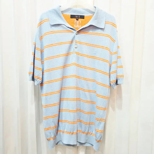 [BUNJANG] Daks Golf Men's Striped Cotton-Blend Half-Sleeve Knit Shirt / 95 닥스 골프 스트라이프 마 혼방 카라 반팔 니트 셔츠 C609