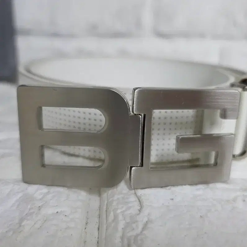 [BUNJANG] Beanpole Men's White Leather Golf Belt / 빈폴 남성 화이트 골프벨트 34~38인치 가죽벨트 YB83