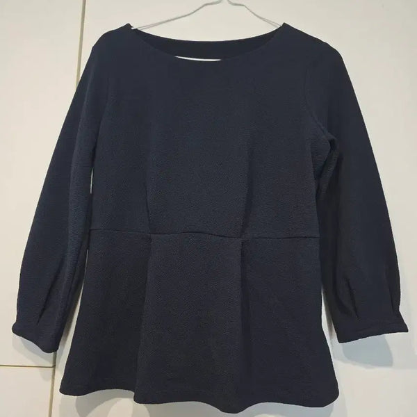[BUNJANG] Black Long Sleeve Peplum Blouse / 블랙 긴팔 페플럼 블라우스