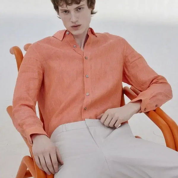 [BUNJANG] RogaDIS 100% Linen Long Sleeve Shirt Size 105 / 로가디스 리넨 100프로 긴팔 셔츠 105 사이즈