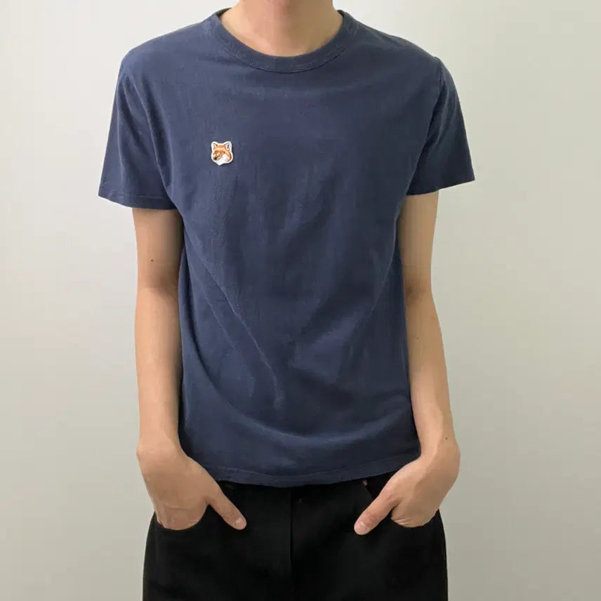 [BUNJANG] Maison Kitsuné Fox Head Patch Navy T-Shirt Size S / 메종키츠네 폭스 헤드 패치 네이비 반팔 티셔츠 S