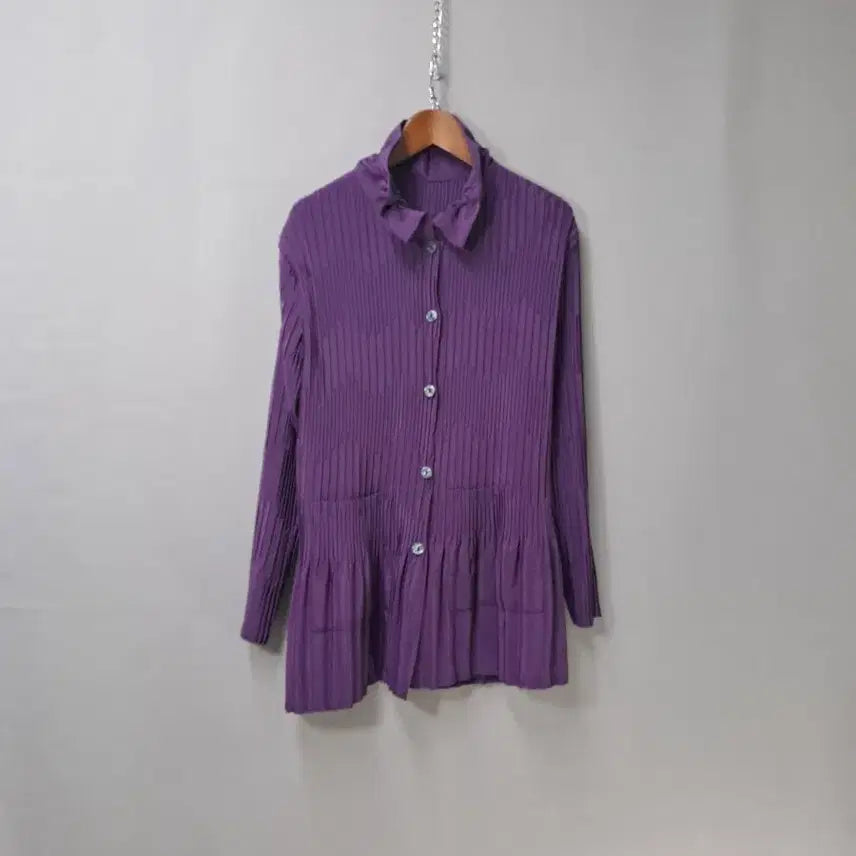 [BUNJANG] Purple Pleated Blouse Jacket / 퍼플 플리츠 블라우스 자켓