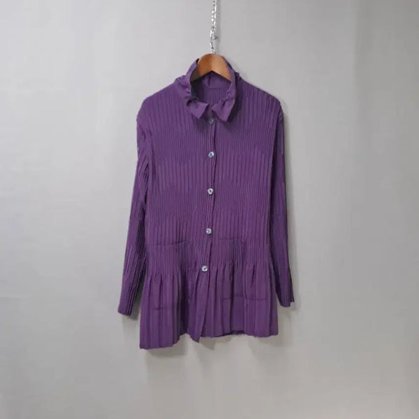 [BUNJANG] Purple Pleated Blouse Jacket / 퍼플 플리츠 블라우스 자켓