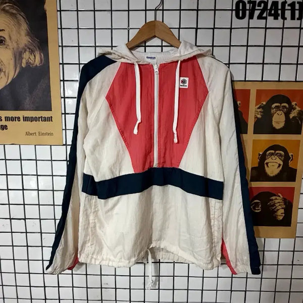 [BUNJANG] Reebok Hooded Windbreaker Jacket (Beige, Red, Navy) Size M / 리복 바람막이 후드티 윈드브레이커 M