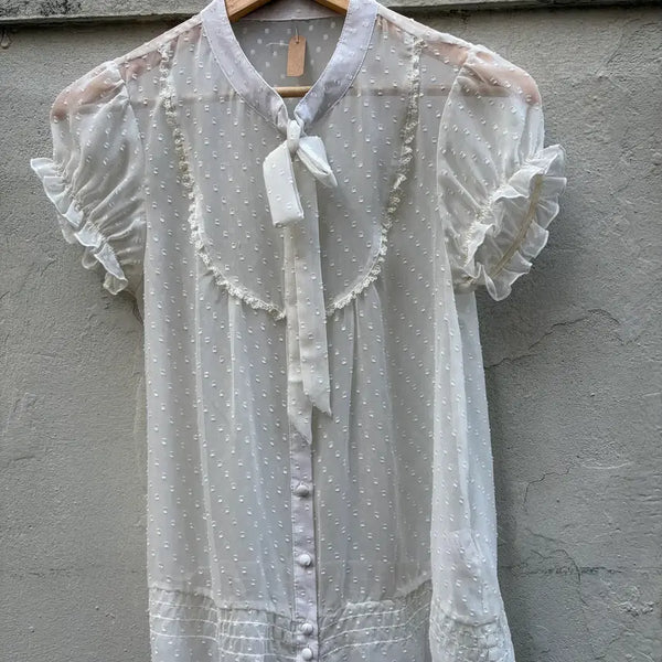 [BUNJANG] Vintage Chiffon Frill Blouse / 빈티지  쉬폰 프릴 블라우스