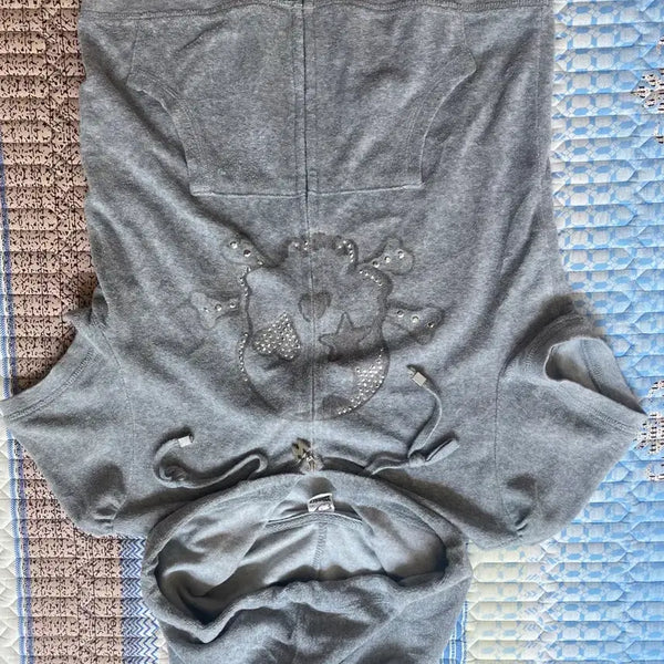 [BUNJANG] Woody Terry Hooded Zip-up Gray / 우드리 테리 후드 집업