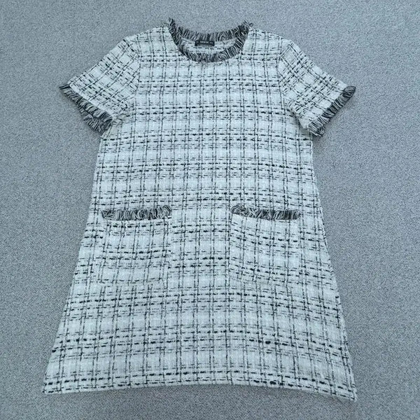 [BUNJANG] EUR M Vintage Tweed Short Sleeve Dress / EUR M 빈티지 트위드 반팔 원피스 | 0724B03