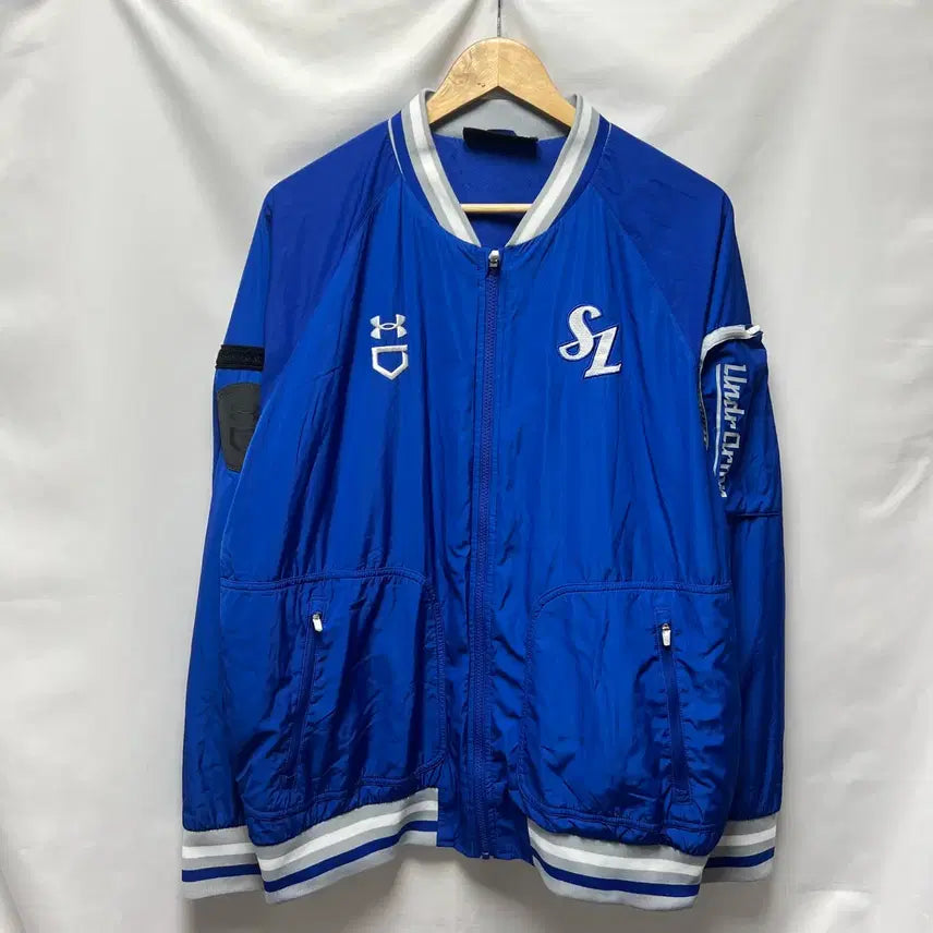 [BUNJANG] Samsung Lions Under Armour Player Issued Baseball Jacket 3XL / [정품/3XL] 삼성라이온즈 언더아머 선수지급용 블루 야구 잠바 자켓 점퍼