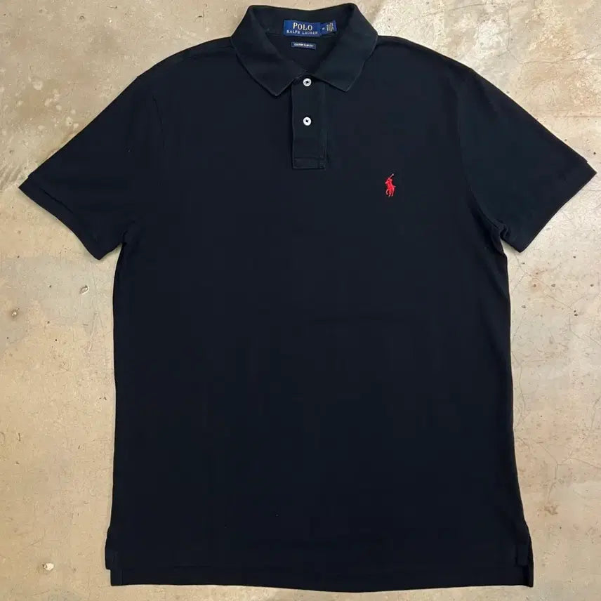 [BUNJANG] Polo Ralph Lauren Black Collar Short Sleeve T-shirt M / 폴로랄프로렌 블랙 카라 반팔티 M