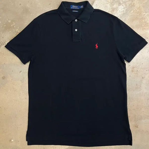 [BUNJANG] Polo Ralph Lauren Black Collar Short Sleeve T-shirt M / 폴로랄프로렌 블랙 카라 반팔티 M
