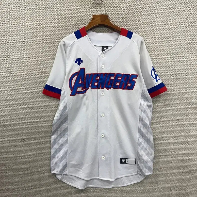 [BUNJANG] Descente Avengers Baseball Short Sleeve T-Shirt - Size 100 / 데상트 어벤져스 야구 유니폼 반팔티 100 D09827