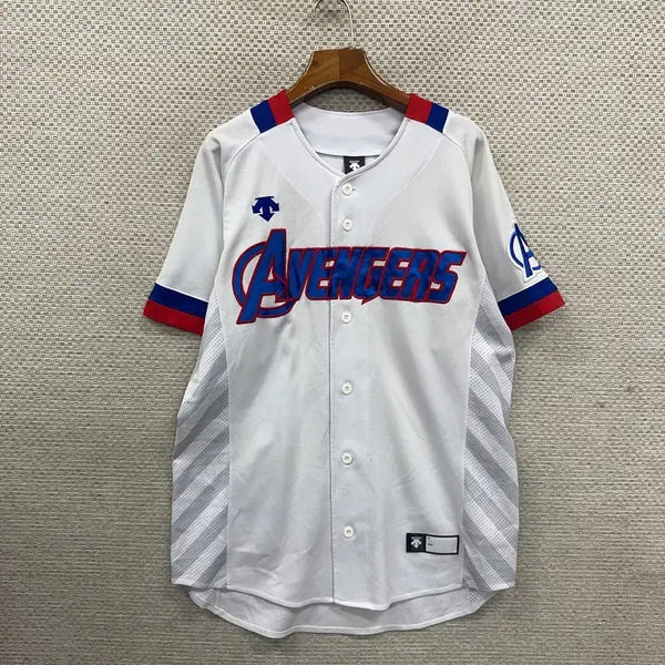 [BUNJANG] Descente Avengers Baseball Short Sleeve T-Shirt - Size 100 / 데상트 어벤져스 야구 유니폼 반팔티 100 D09827