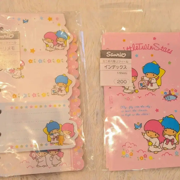 [BUNJANG] Sanrio Retro Kiki & Lala Twin Stars 6-Ring Diary Binder with 2 Types of Inner Pages Set / 산리오 레트로 고전 키키라라 트윈스타 6공 다이어리 바인더 속지 2종 세트