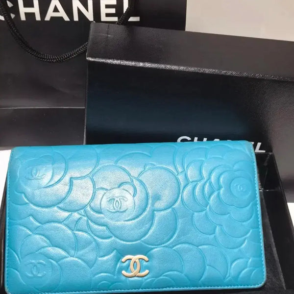 [BUNJANG] Chanel Camellia Long Wallet Sky / 샤넬 까멜리아 장지갑