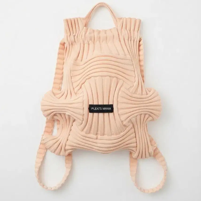 [BUNJANG] Pleats Mama Beige Bow Backpack / 플리츠마마 베이지 보우 백팩