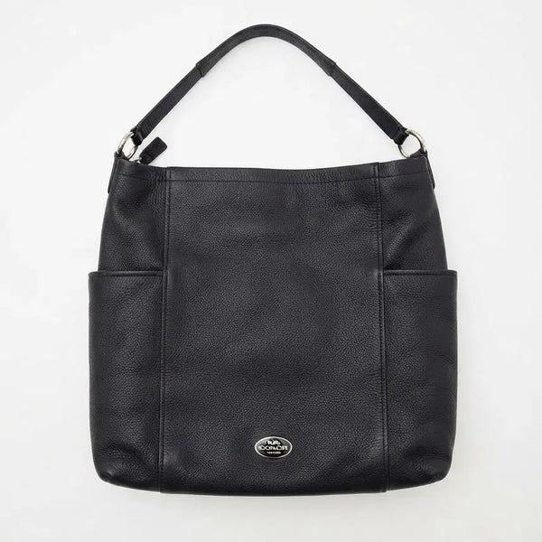 [BUNJANG] Coach Black Leather Shoulder Bag / 코치 블랙 가죽 숄더백