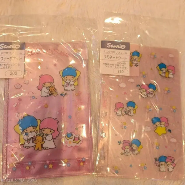 [BUNJANG] Sanrio Retro Little Twin Stars 6-Ring Binder Diary Cover with 2 Types of Inner Pages Set / 산리오 레트로 고전 키키라라 트윈스타 6공 다이어리 바인더 속지 2종 세트