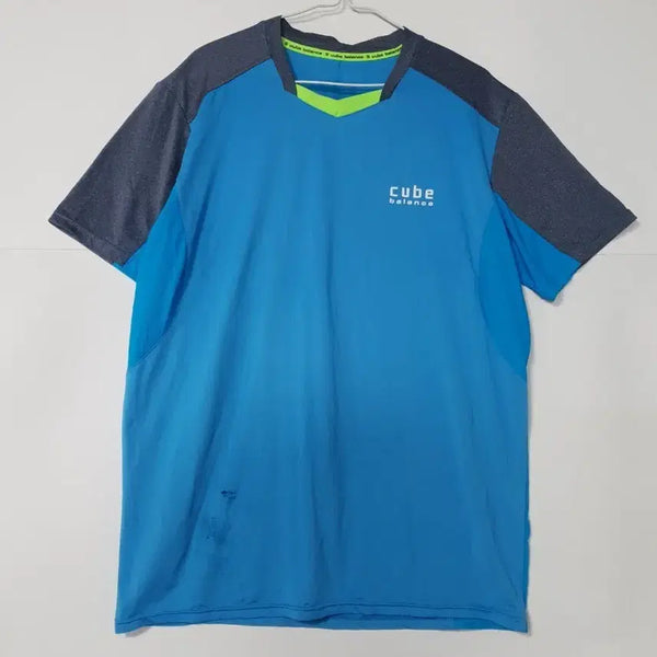 [BUNJANG] Cube Balance Functional Half-Sleeve T-Shirt Blue / 큐브 밸런스 기능성 반팔티 블루 0249