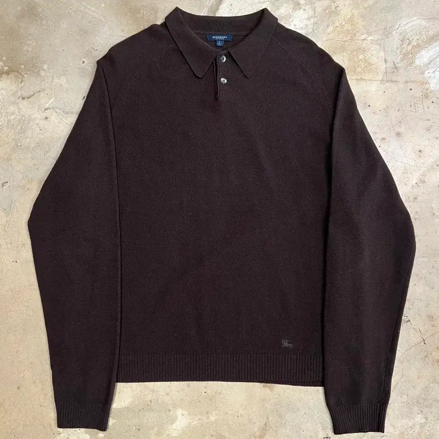 [BUNJANG] Burberry Brown Collar Wool Knit - Large / 버버리 브라운 카라 울 니트 L