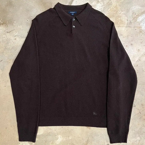 [BUNJANG] Burberry Brown Collar Wool Knit - Large / 버버리 브라운 카라 울 니트 L