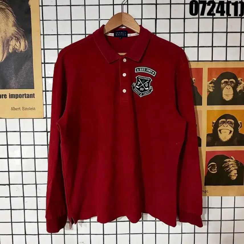 [BUNJANG] PEARLY GATES Long Sleeve Polo Shirt Wine Size 6 / 파리게이츠 긴팔 카라티 셔츠 와인색 6