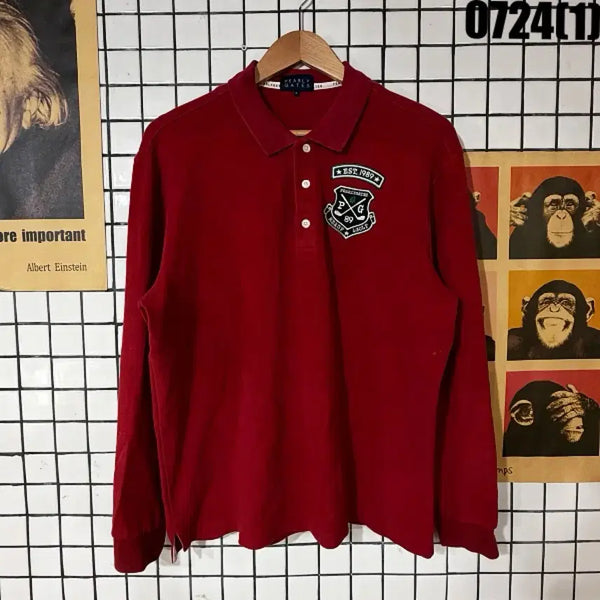 [BUNJANG] PEARLY GATES Long Sleeve Polo Shirt Wine Size 6 / 파리게이츠 긴팔 카라티 셔츠 와인색 6