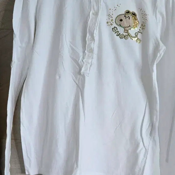 [BUNJANG] Character Embroidered Roll-Up Sleeve T-Shirt / 캐릭터 롤업 셔츠스타일 티
