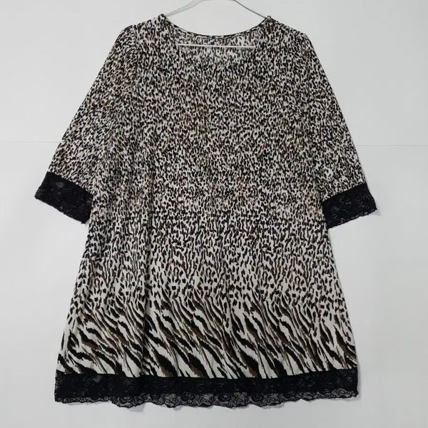 [BUNJANG] Leopard Print Blouse with Lace / 호피 무늬 블라우스 레이스 배색 0225