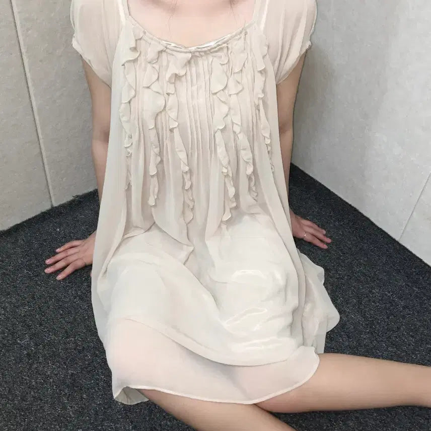 [BUNJANG] Silk Ruffle Dress / 실크 러플 원피스