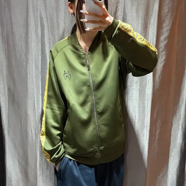 [BUNJANG] BAPE Shark Sideline Track Top (Khaki, Size M) / M BAPE 베이프 샤크 사이드라인 넥리스 카키 트랙탑