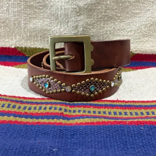 [BUNJANG] Japanese Python Garrison Studded Belt / 제패니즈 파이톤 개리슨 스터드 벨트