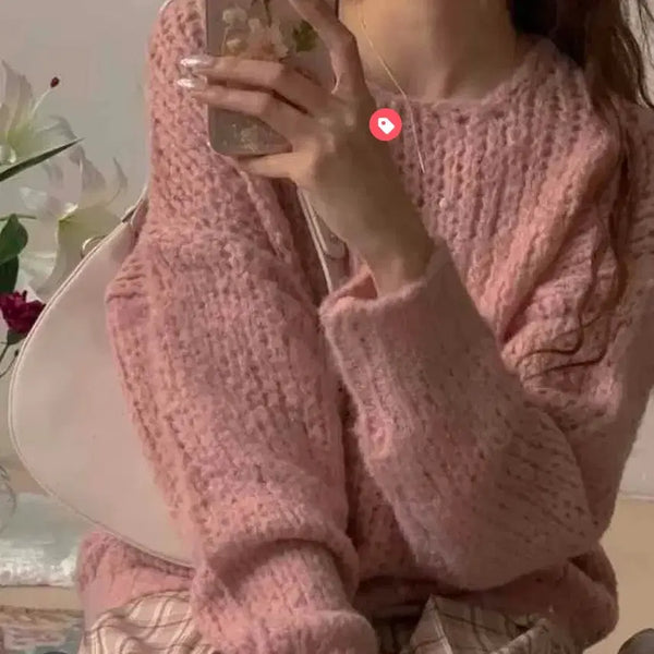 [BUNJANG] Femme Muse Pink Knit Sweater / 팜므뮤즈 핑크 니트 스웨터