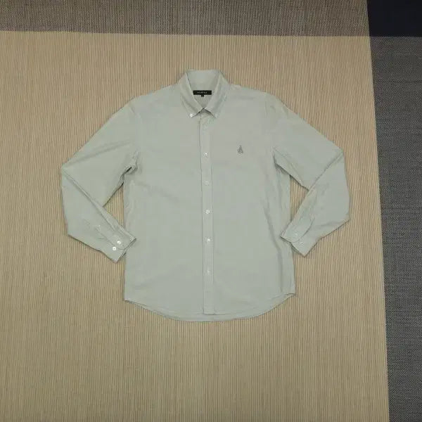 [BUNJANG] Beanpole Pinstripe Embroidered Logo Shirt / (100) 빈폴 핀스트라이프 로고 자수 셔츠