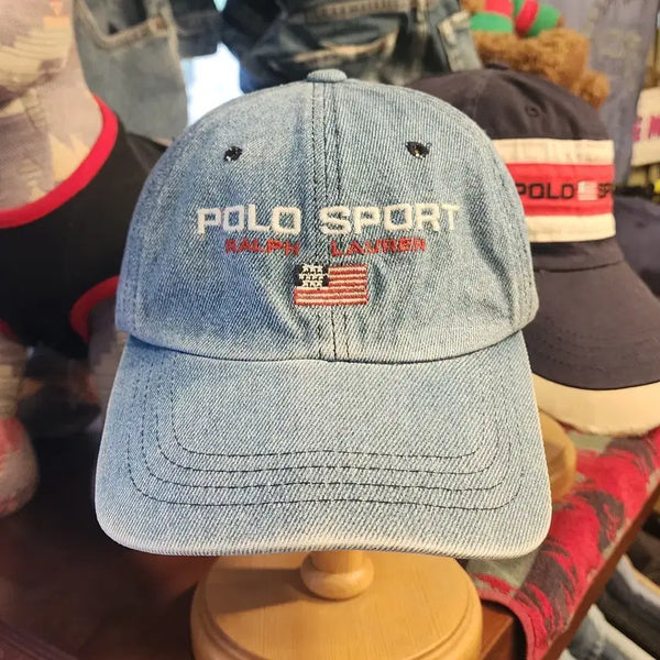 [BUNJANG] 90s Polo Sport Denim Ball Cap / 90s 제작 폴로 스포츠 데님볼캡