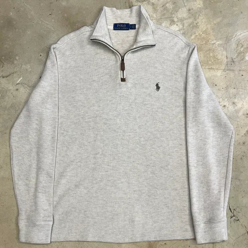 [BUNJANG] Polo Ralph Lauren Oatmeal Half-Zip Knit Sweater (Size S) / 폴로랄프로렌 오트밀 반집업 니트 S