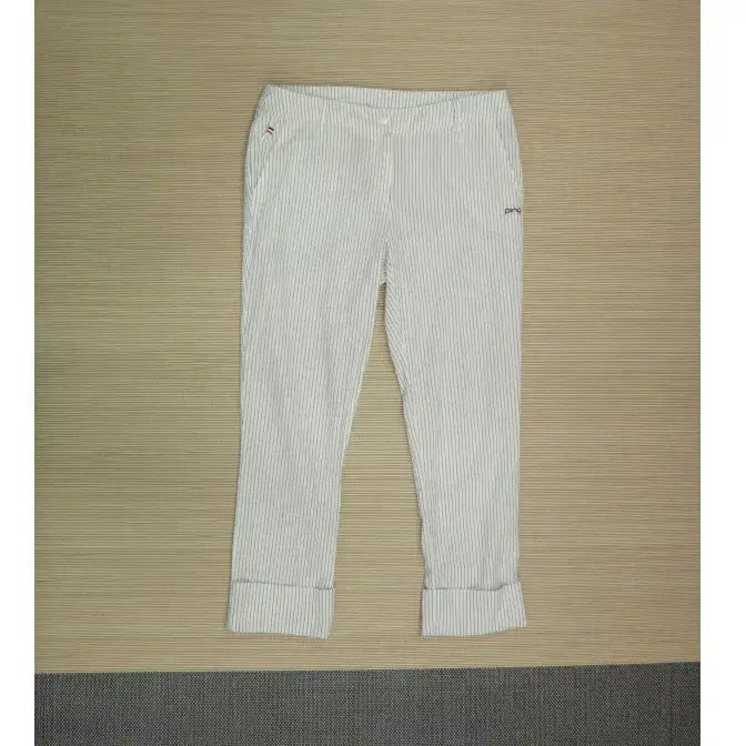 [BUNJANG] Ping Women's White Vertical Stripe Summer Pants Size 76-101 / (76-101) 핑 세로 스트라이프 여름 팬츠