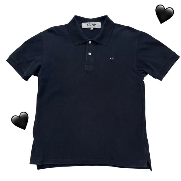 [BUNJANG] Comme des Garçons Mini Heart Black Short Sleeve Polo Shirt M / 정품 꼼데가르송 미니하트 블랙 반팔카라티 (No.108)