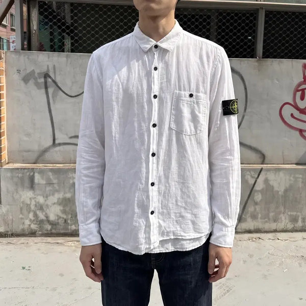 [BUNJANG] Stone Island Linen Patch Shirt Jacket L / L/ 스톤아일랜드 마 린넨 와펜패치 셔츠 자켓