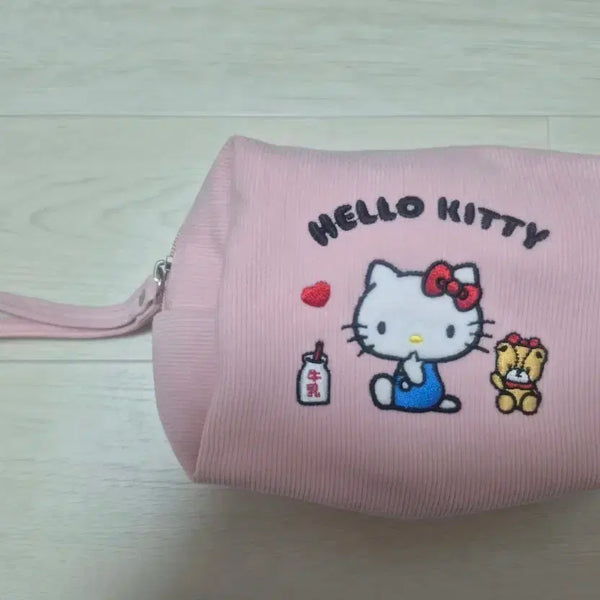 [BUNJANG] Hello Kitty Pink Corduroy Pouch / 키티 핑크 코듀로이 파우치 새상품