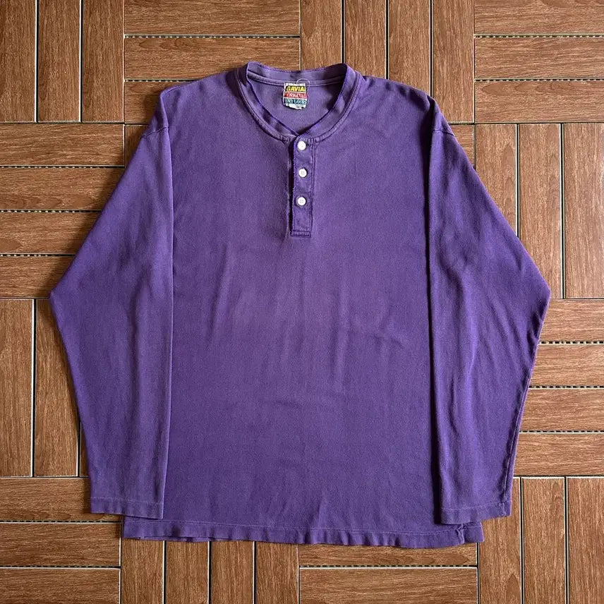 [BUNJANG] Gavial 90s Henely Neck Cotton Long Sleeve T-Shirt L / 90s Gavial 헨리넥 코튼 롱슬리브 긴팔티 L