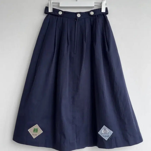 [BUNJANG] QUEENS COURT Navy Patch Flare Skirt / QUEENS COURT 네이비 패치 플레어 스커트